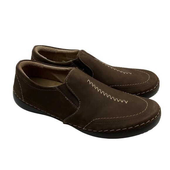 Vionic 5 Orthaheel Tech Leather Brown Slip-On Shoes Addison Moccassin Sneakers - Picture 2 of 14